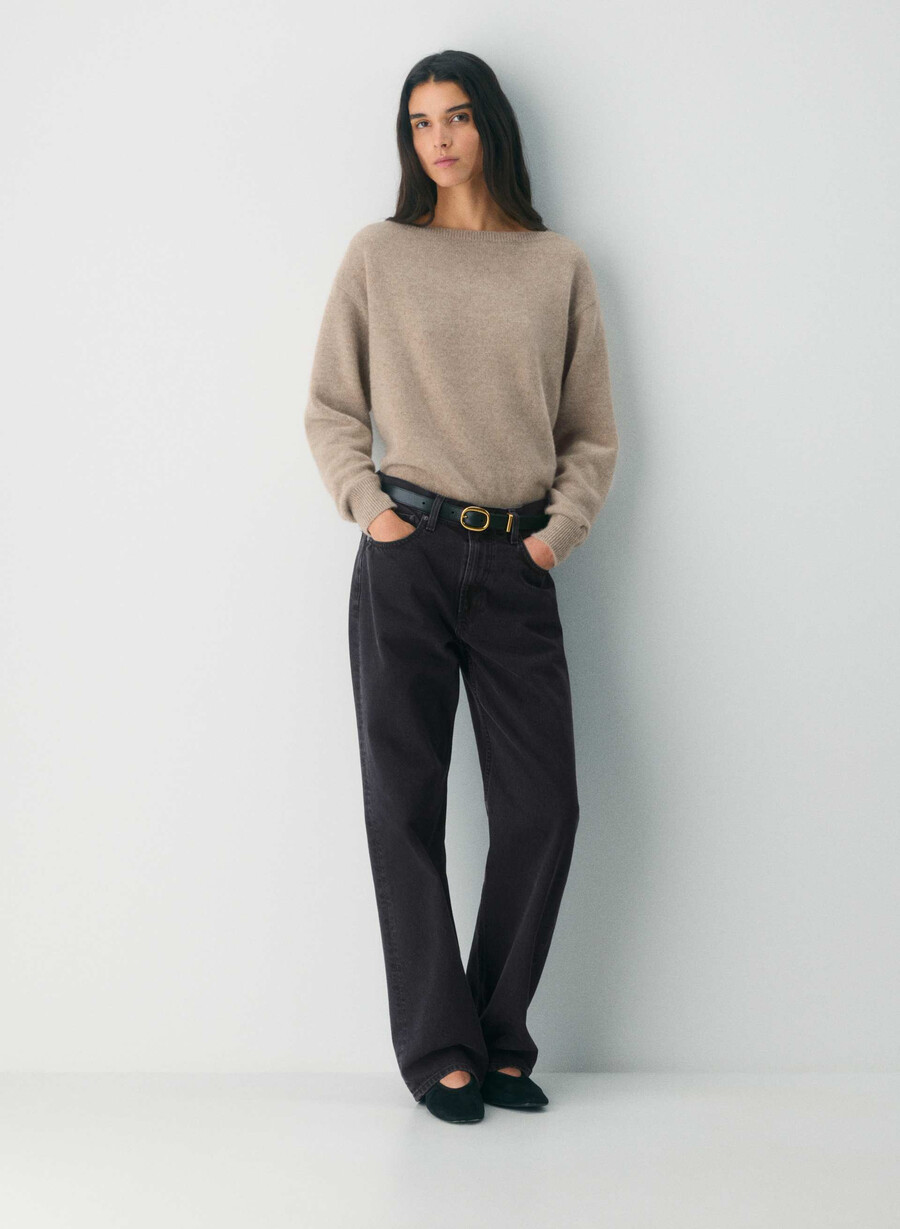 essential cashmere nuance-tröja undyed hthr nmd taupe
