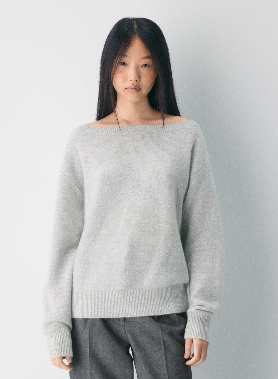 essential cashmere nuance tröja ljunggrå krom
