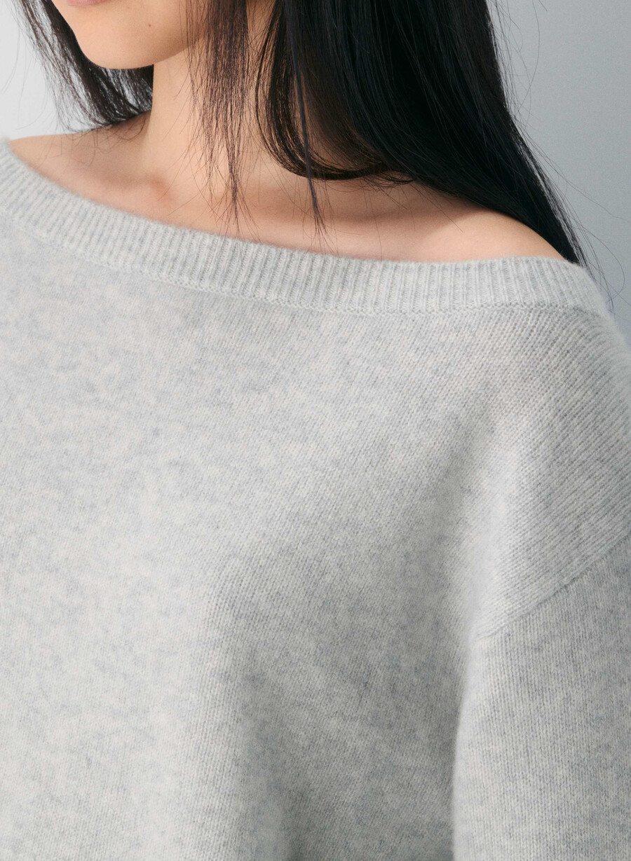 essential cashmere nuance tröja ljunggrå krom