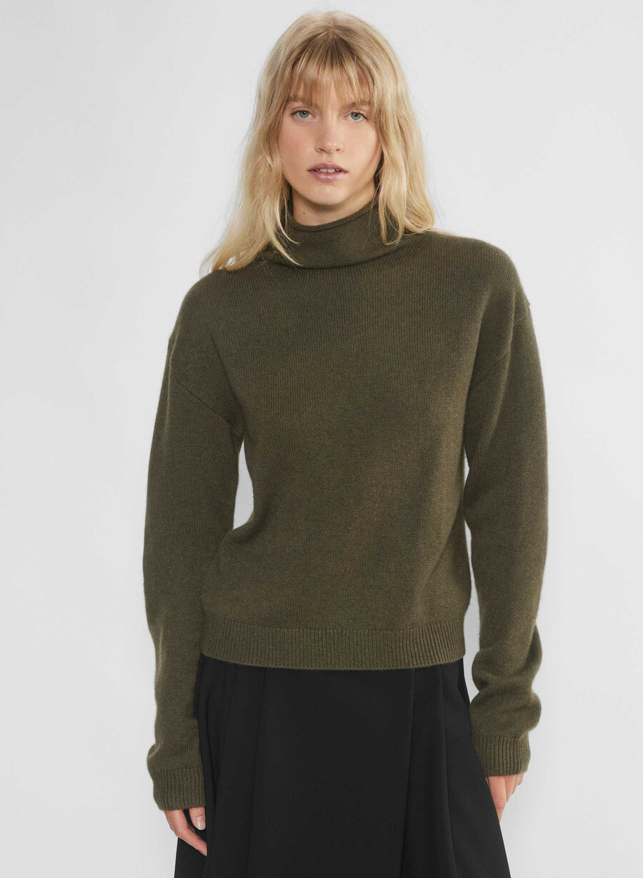 kashmir mockneck-tröja mÖrkoliv