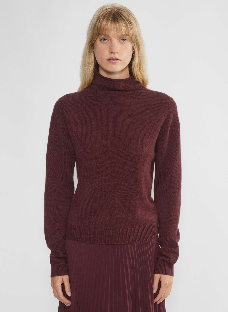 kashmir mockneck-tröja sumac burgundy
