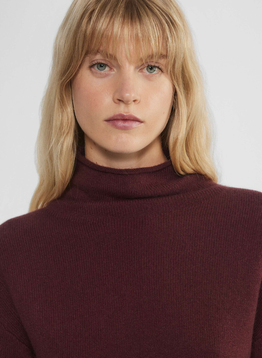 kashmir mockneck-tröja sumac burgundy