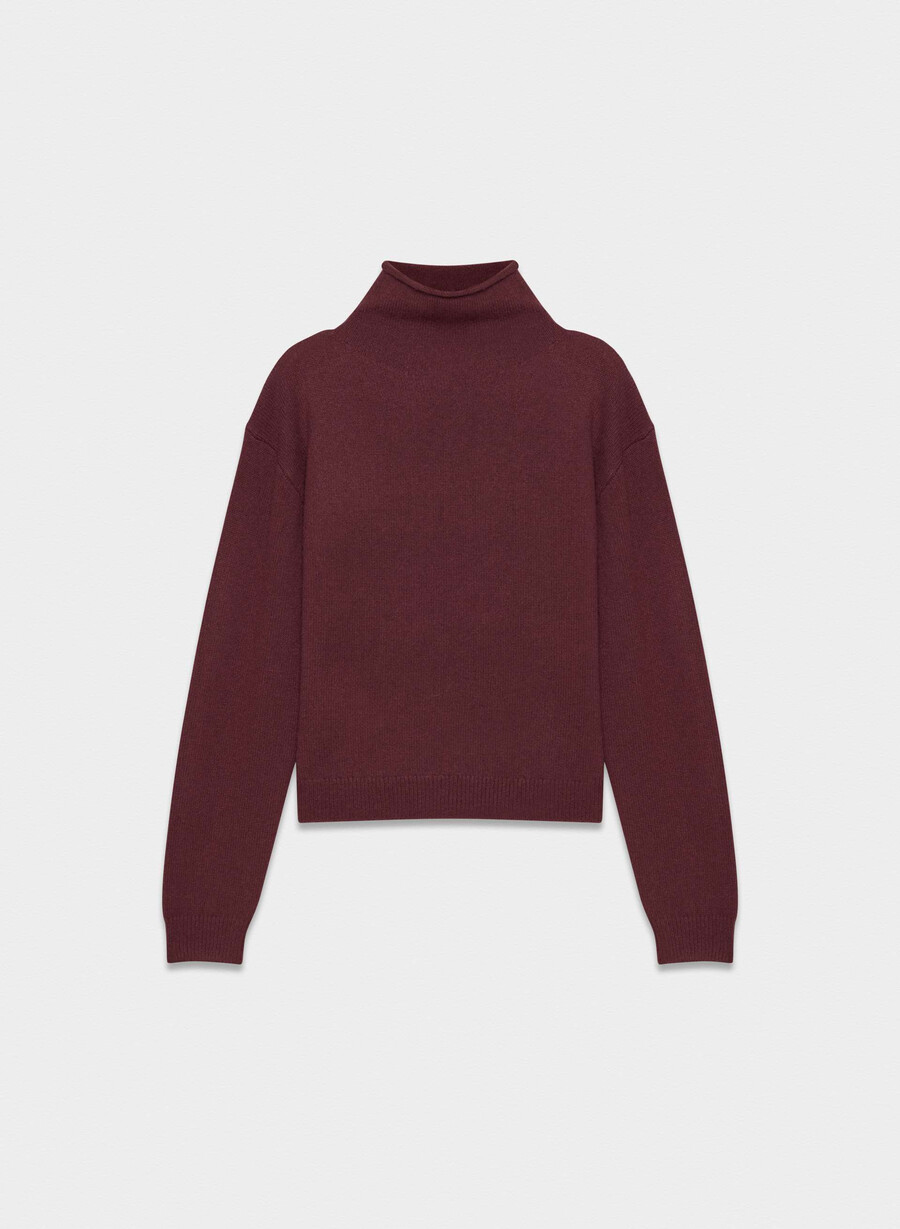 kashmir mockneck-tröja sumac burgundy