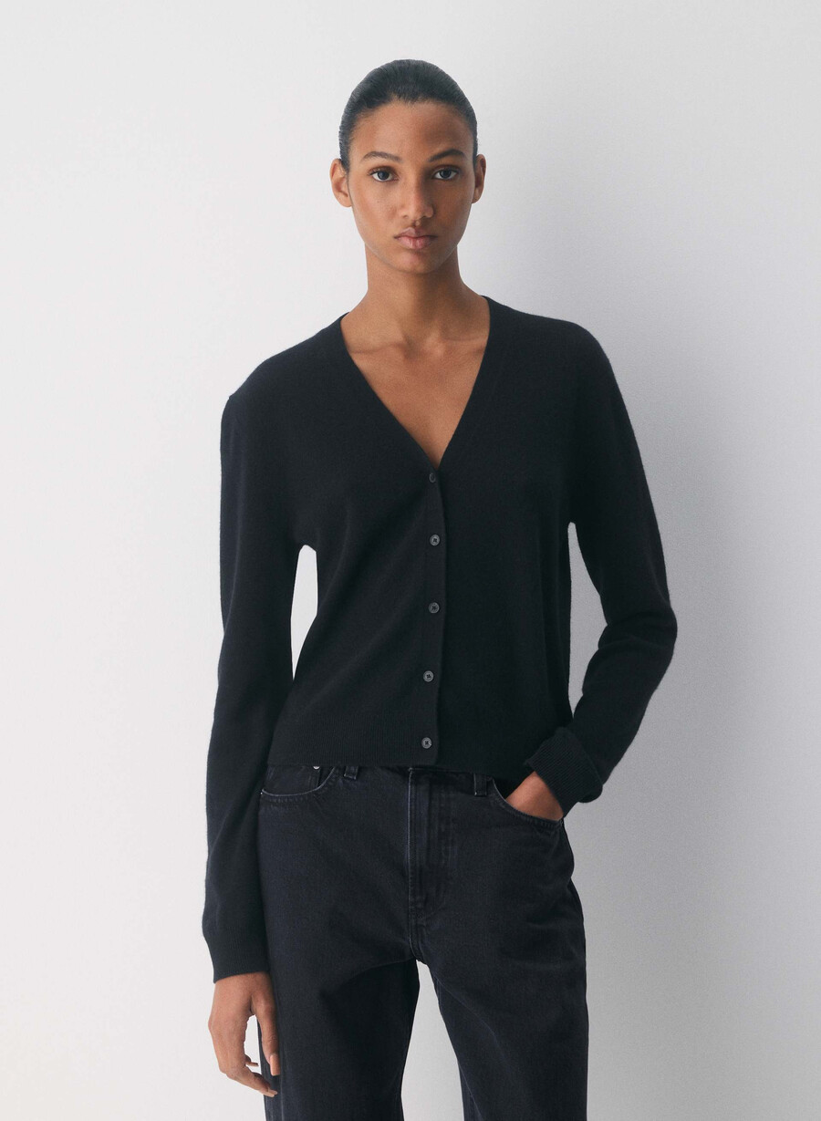 bare cashmere v-ringad kofta svart