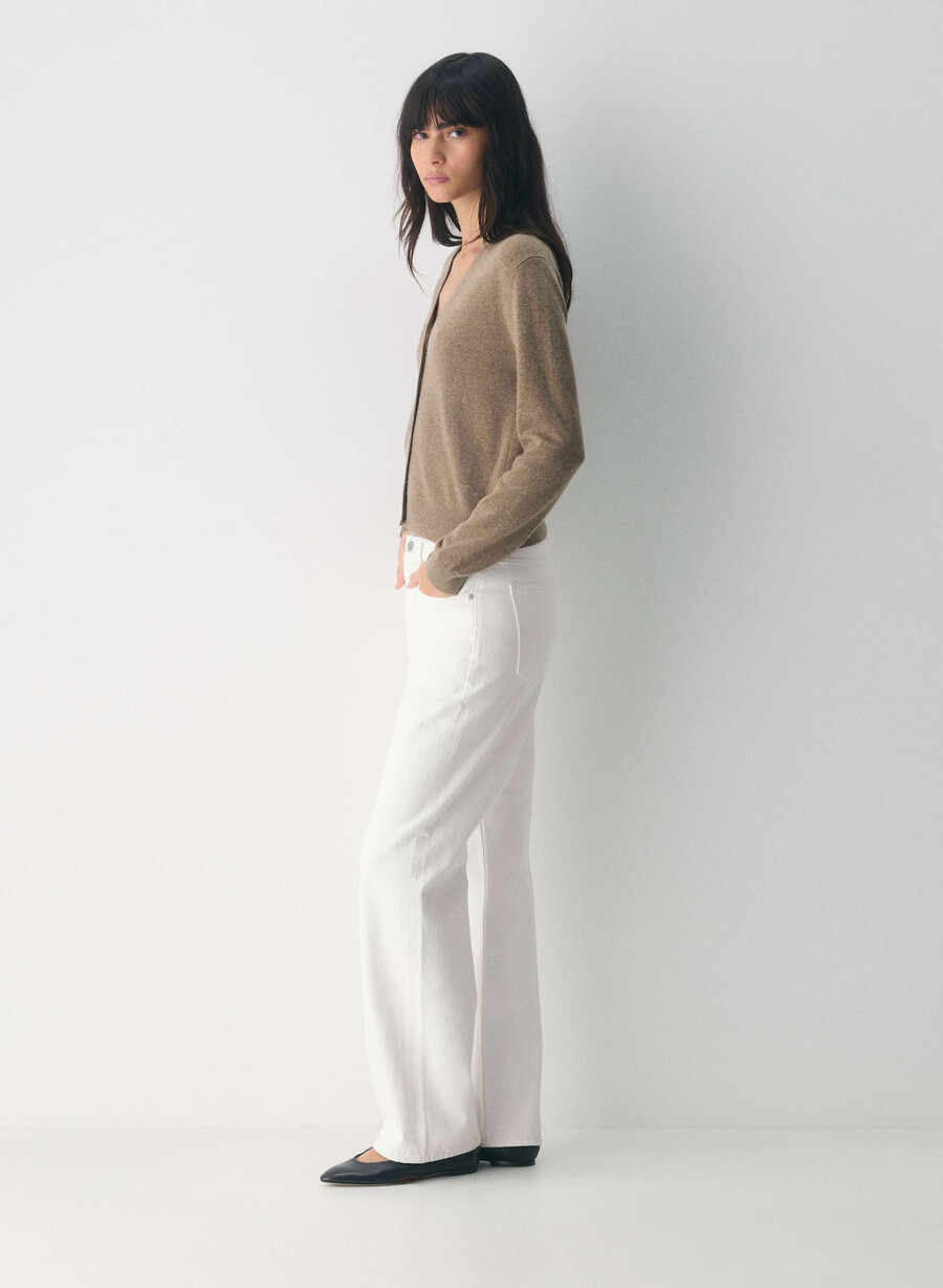 bare cashmere v-ringad kofta ljungfärgad folio brun