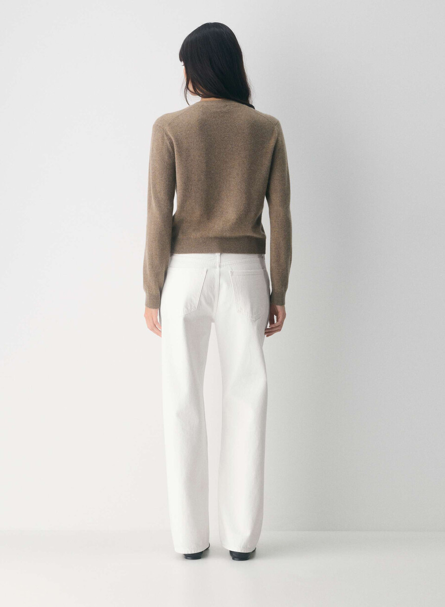 bare cashmere v-ringad kofta ljungfärgad folio brun