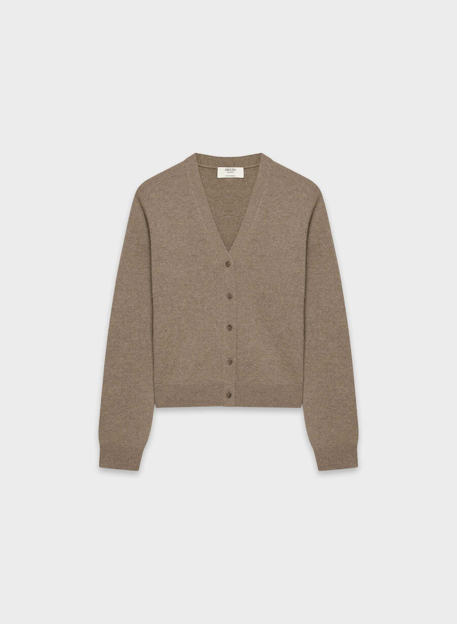 bare cashmere v-ringad kofta ljungfärgad folio brun