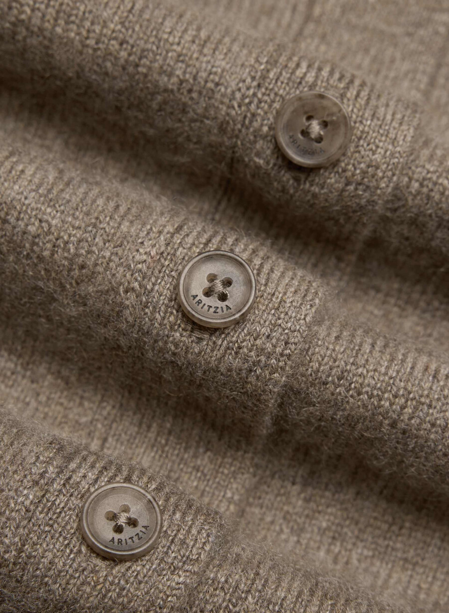 bare cashmere v-ringad kofta ljungfärgad folio brun