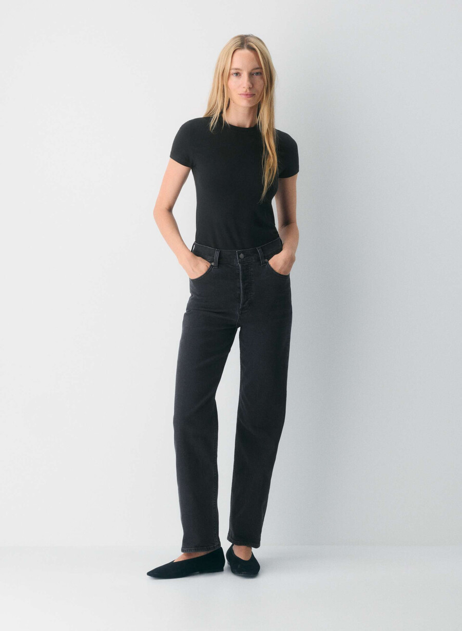 denim forum arlo hi-rise straight jeans svart eyeliner