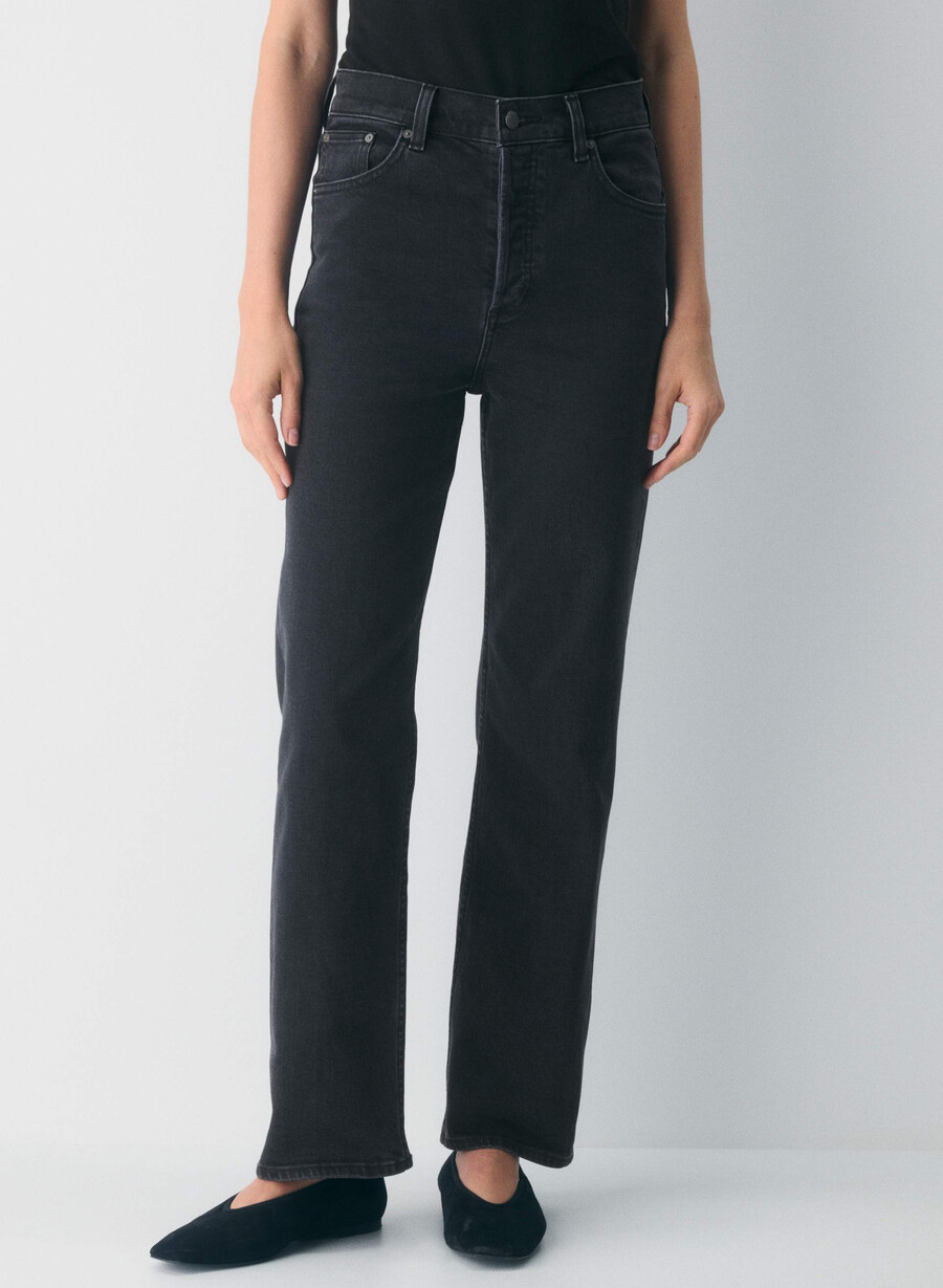 denim forum arlo hi-rise straight jeans svart eyeliner