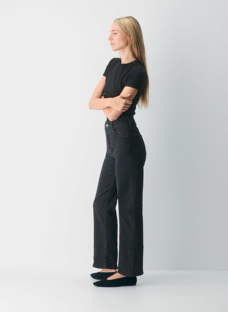 denim forum arlo hi-rise straight jeans svart eyeliner