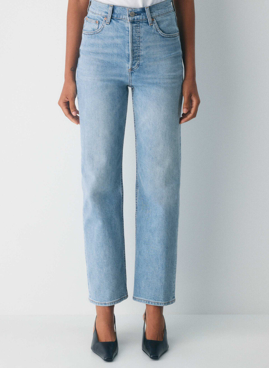 denim forum arlo högmidja raka jeans 7 år blåa taboo