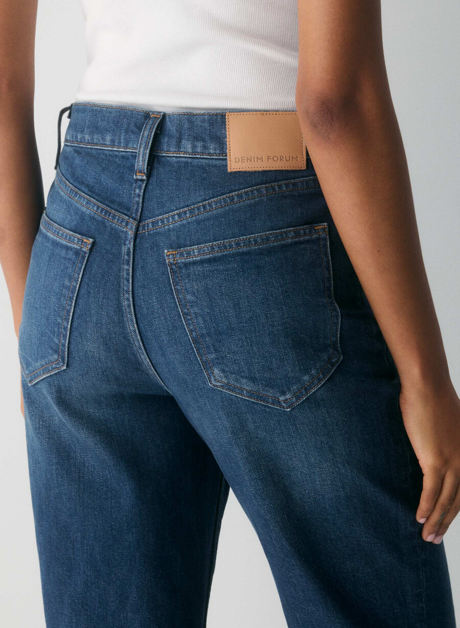 denim forum arlo raka jeans med hög midja be about mÖrkblÅ