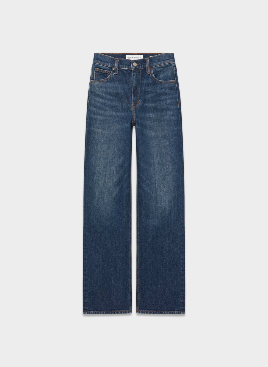 denim forum arlo raka jeans med hög midja be about mÖrkblÅ