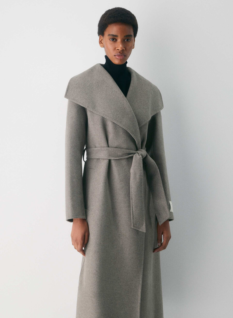 portfolio dubbel ansiktskappa - luxe wool cashmere heather mÖrktaupe