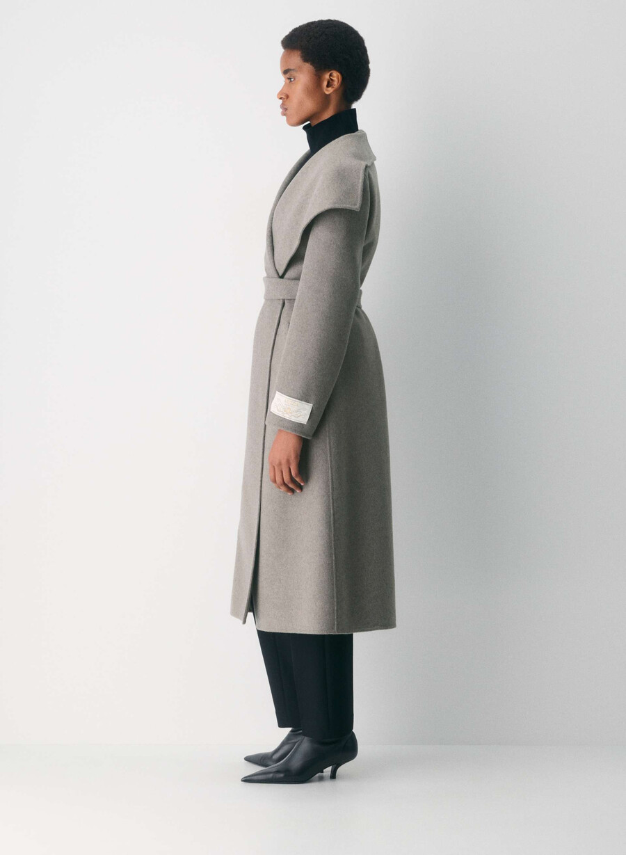 portfolio dubbel ansiktskappa - luxe wool cashmere heather mÖrktaupe