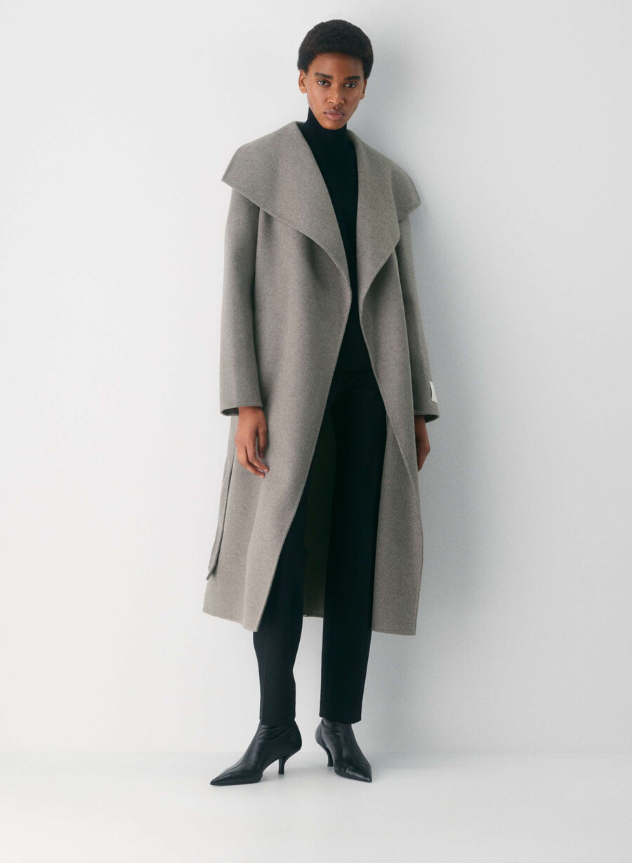 portfolio dubbel ansiktskappa - luxe wool cashmere heather mÖrktaupe