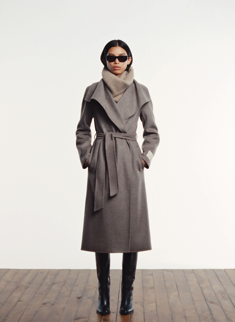 portfolio dubbel ansiktskappa - luxe wool cashmere heather mÖrktaupe