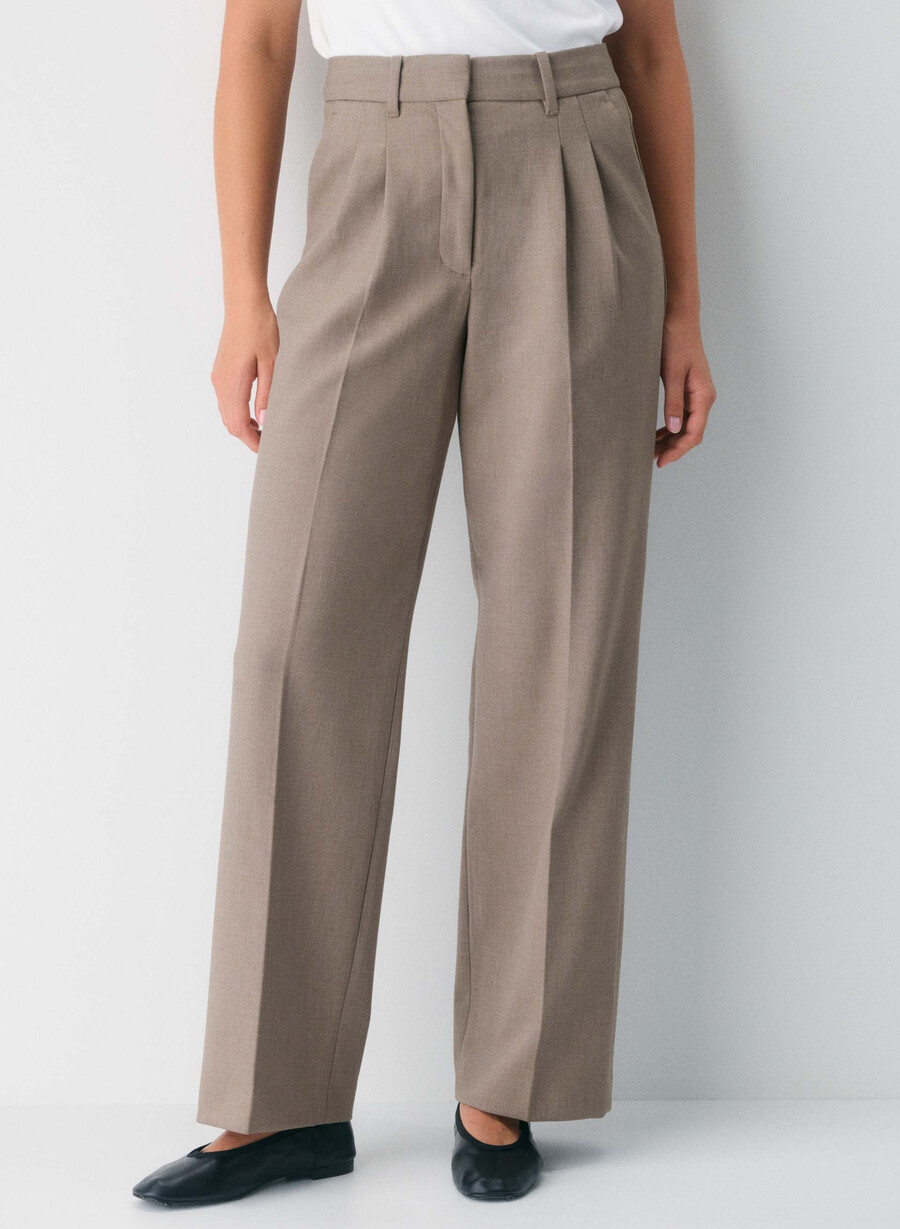 the effortless pant curve-fit - Återväsentlig heather nomad taupe