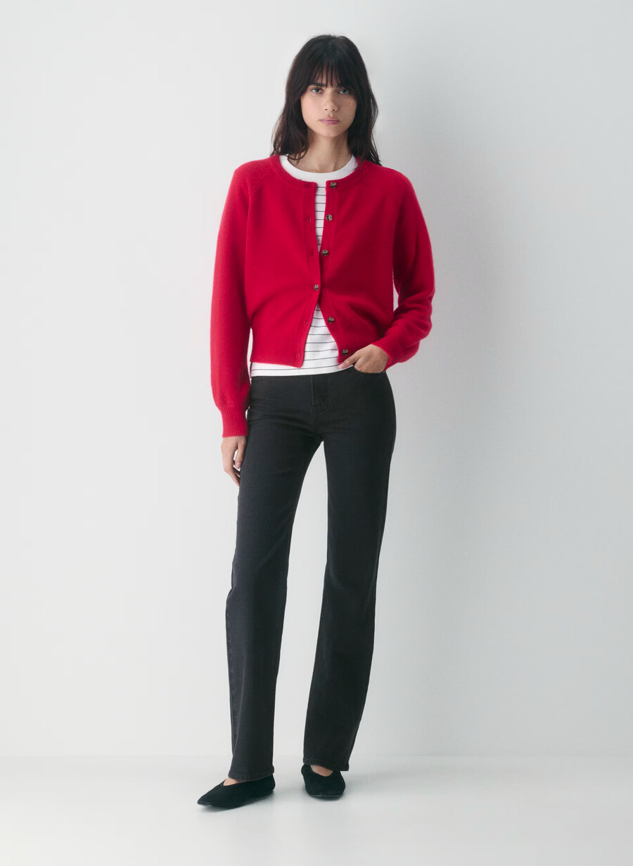 essential wool cashmere london cardigan blinkande rÖd