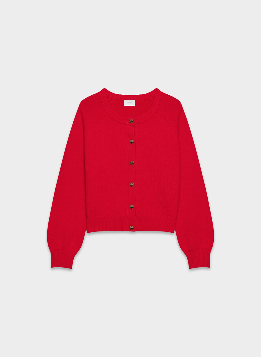 essential wool cashmere london cardigan blinkande rÖd