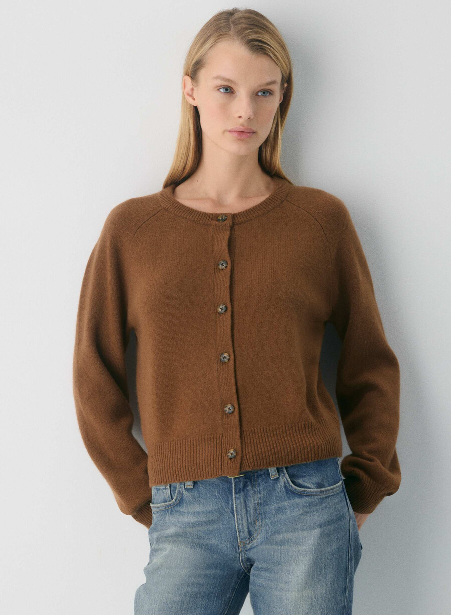 essential wool cashmere london cardigan chocolatier brown