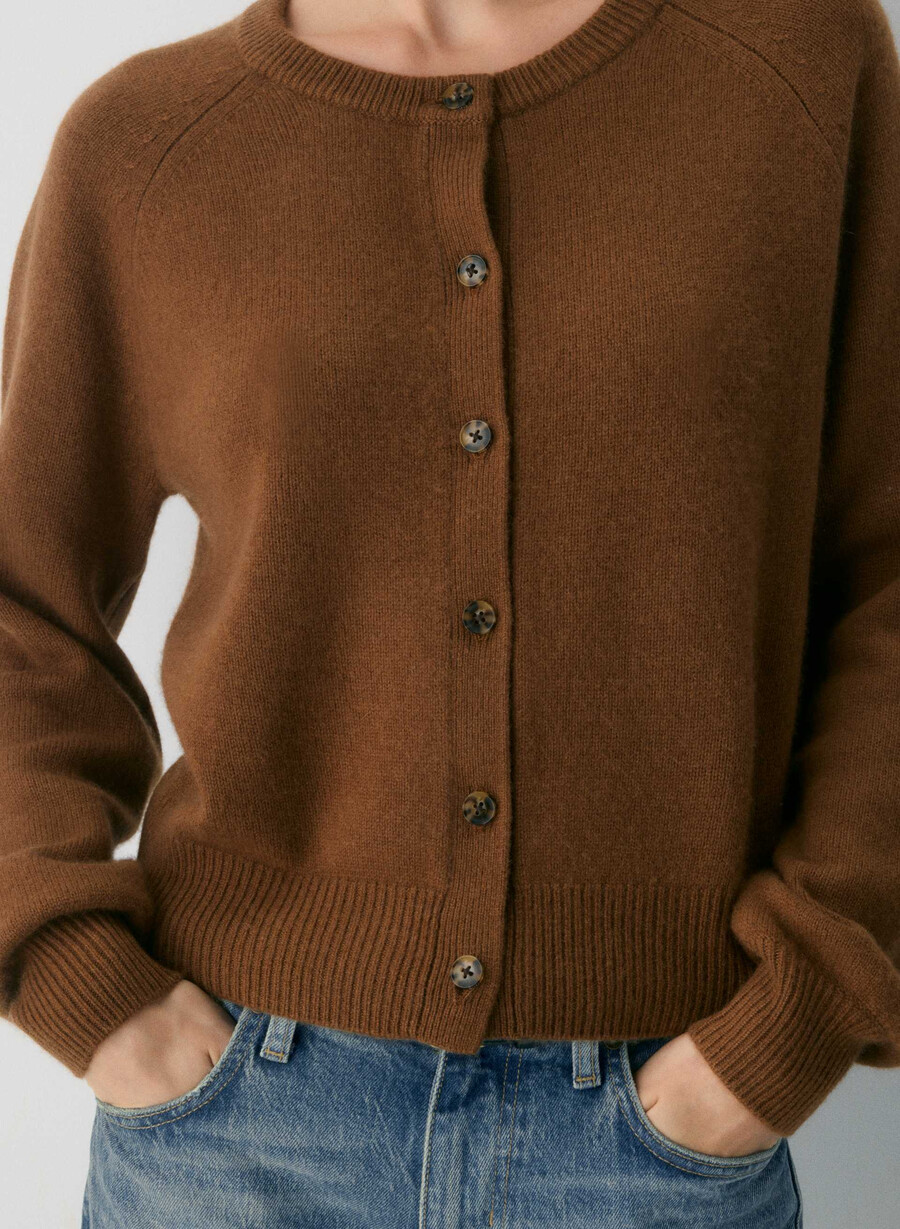 essential wool cashmere london cardigan chocolatier brown