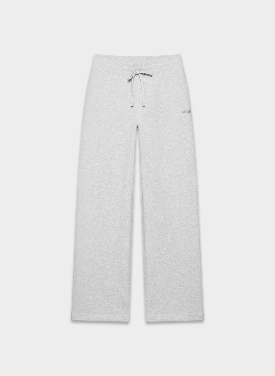 mysig fleece perfekta bandade mjukisbyxor i melange krom