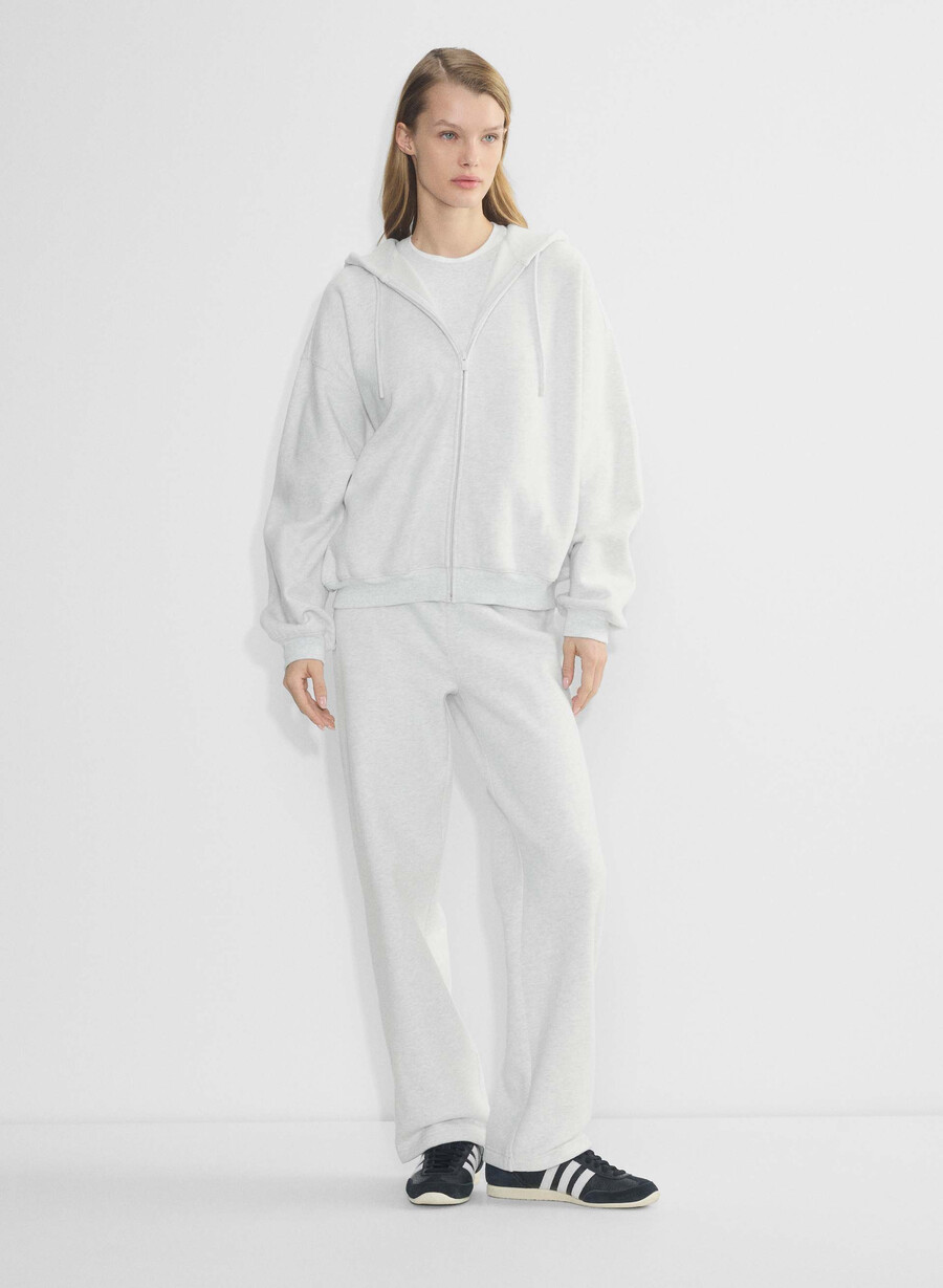 mysig fleece mega zip hoodie heather cloud white