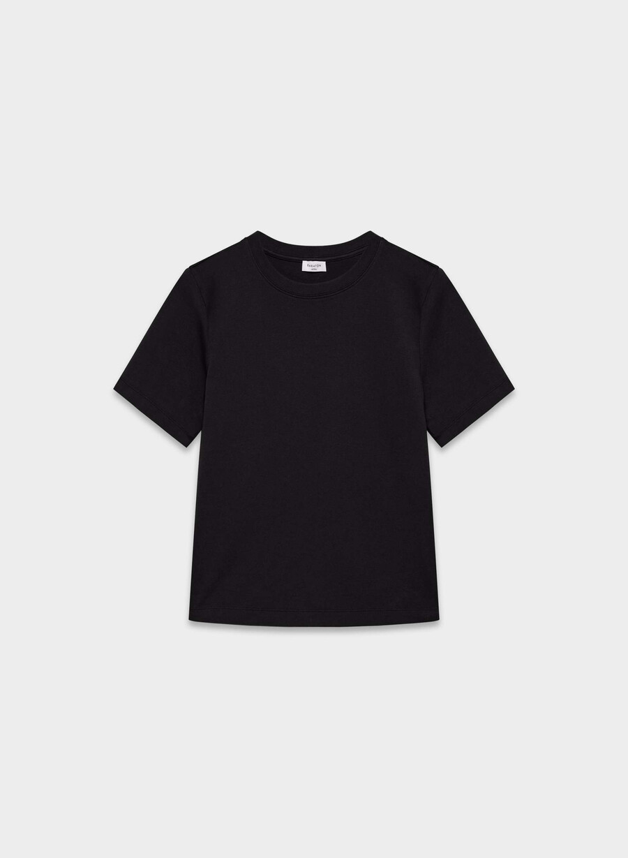 interlock bomullsfunktions-t-shirt svart