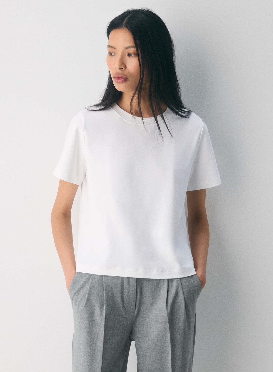 interlock bomullsfunktions-t-shirt vit