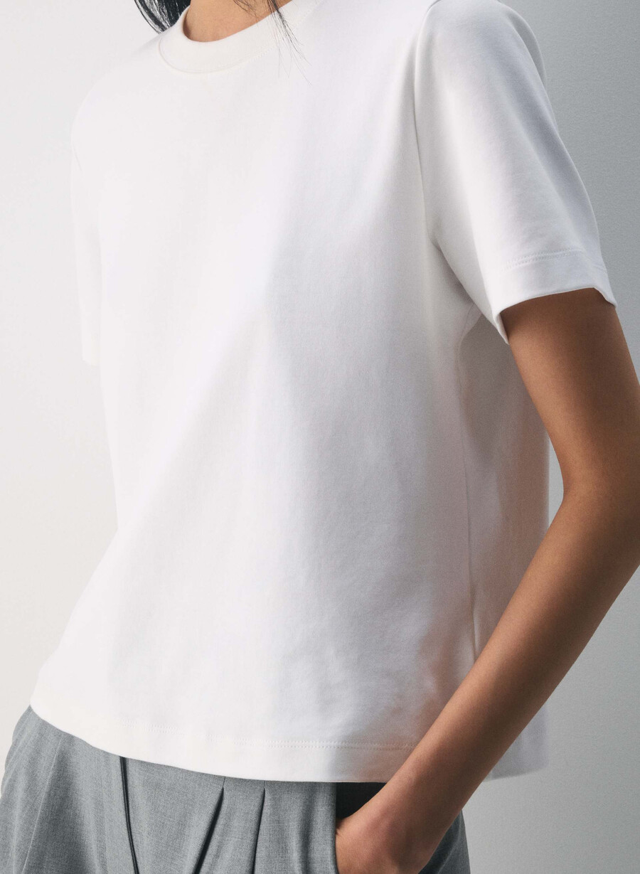 interlock bomullsfunktions-t-shirt vit