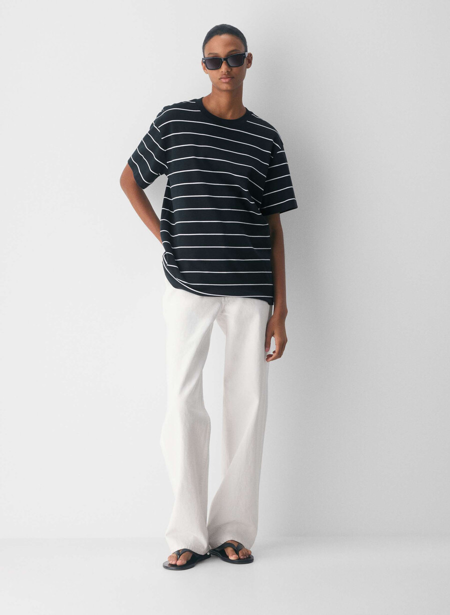 interlock cotton pegasus t-shirt mörk natt marinblåvit