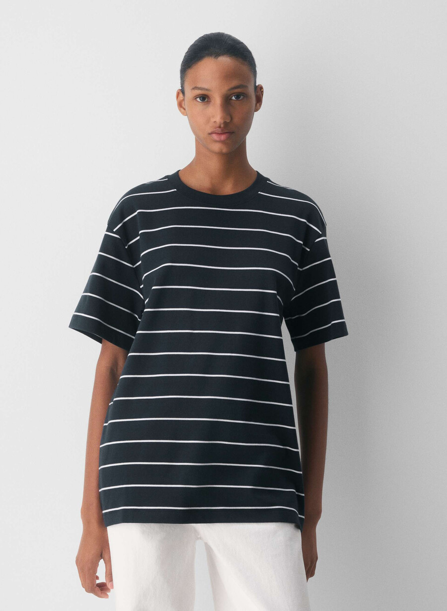 interlock cotton pegasus t-shirt mörk natt marinblåvit