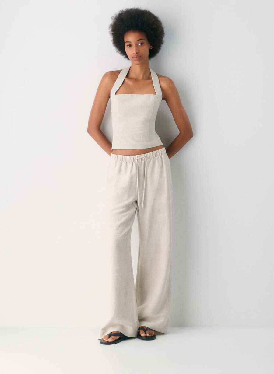 whisper linen halter top naturlig ecru