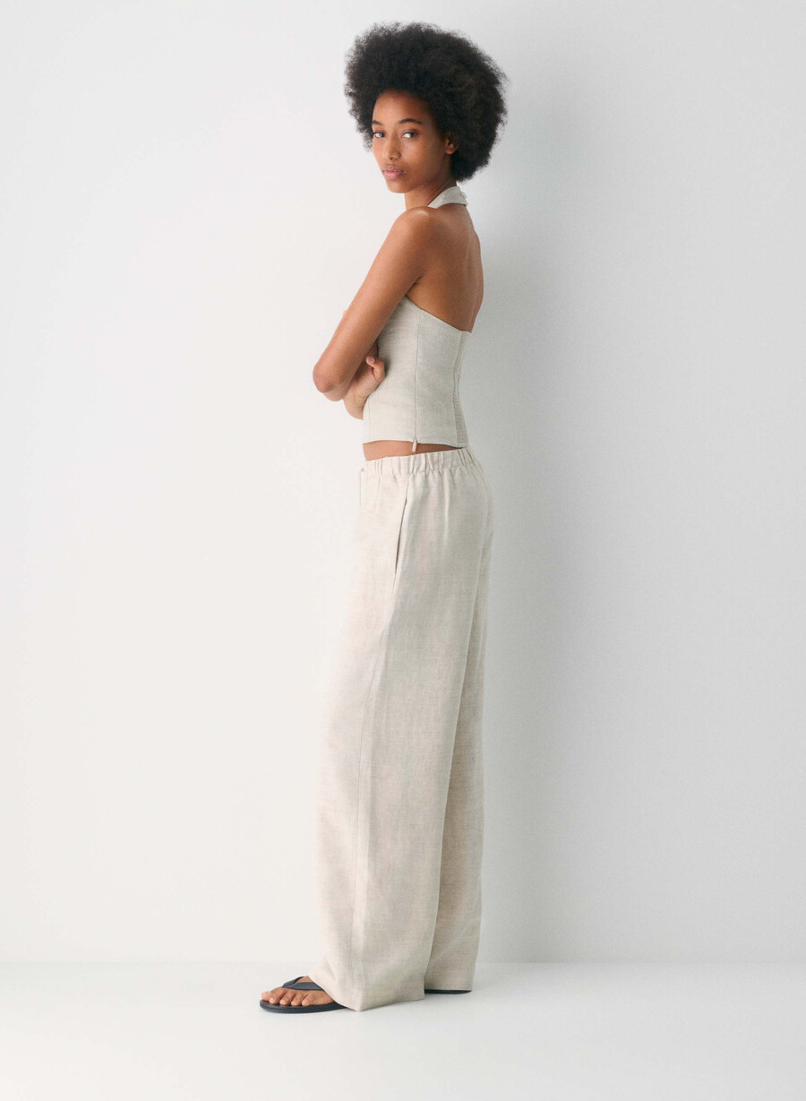 whisper linen halter top naturlig ecru