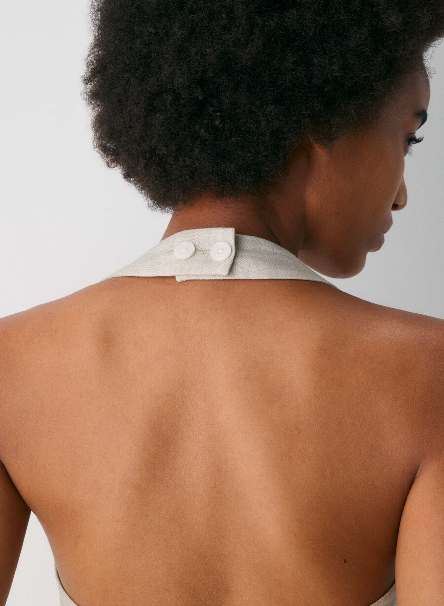 whisper linen halter top naturlig ecru