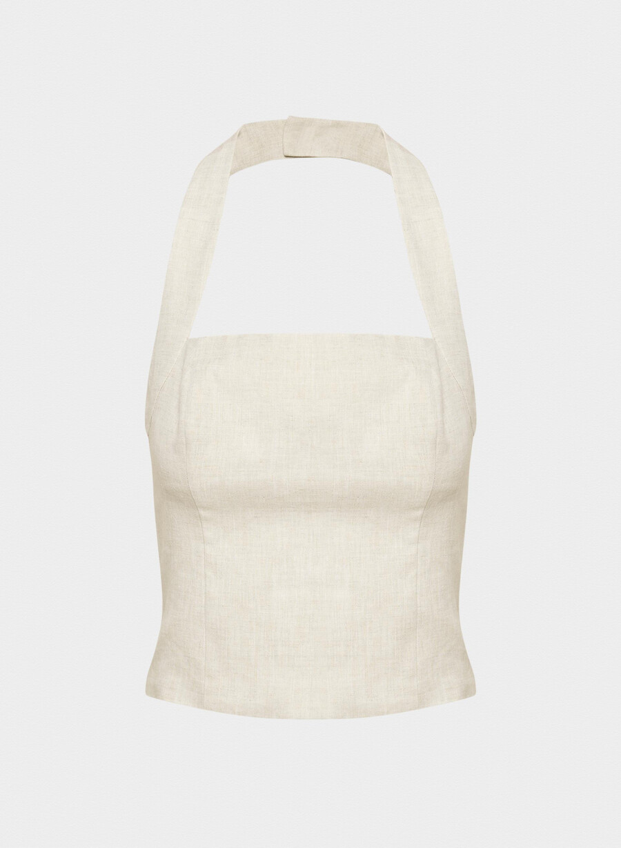 whisper linen halter top naturlig ecru