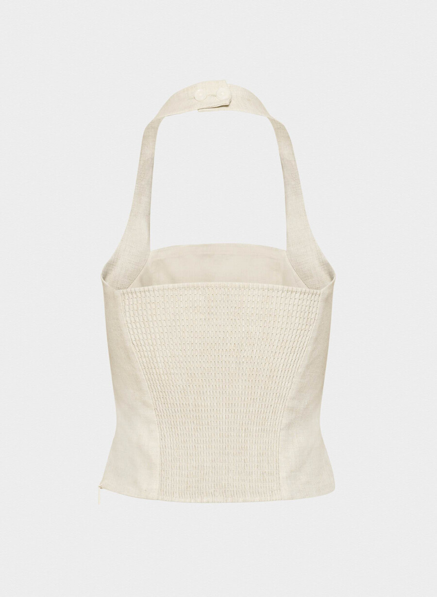 whisper linen halter top naturlig ecru