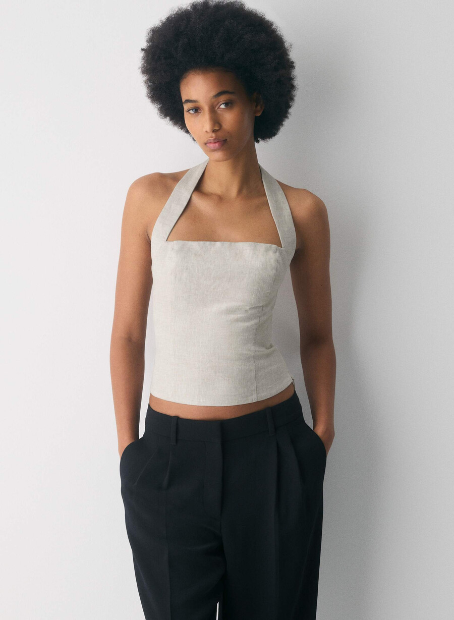 whisper linen halter top ofärgad ecru