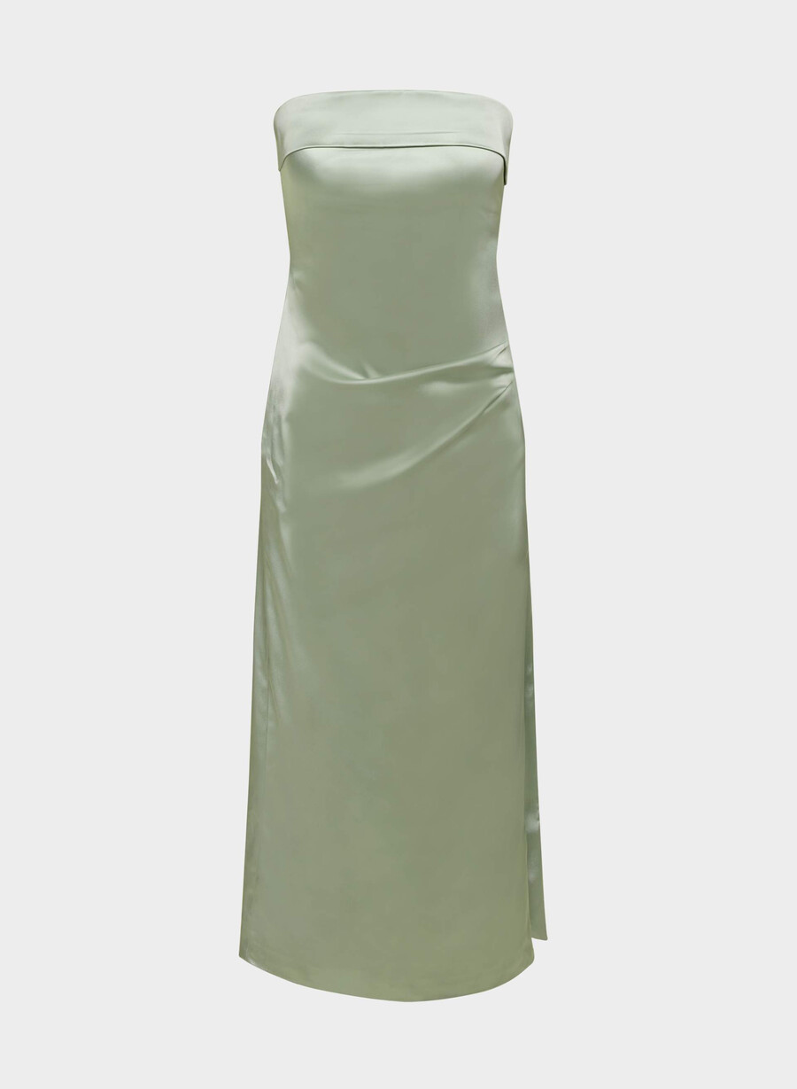 exklusiv satinklänning silver sage green
