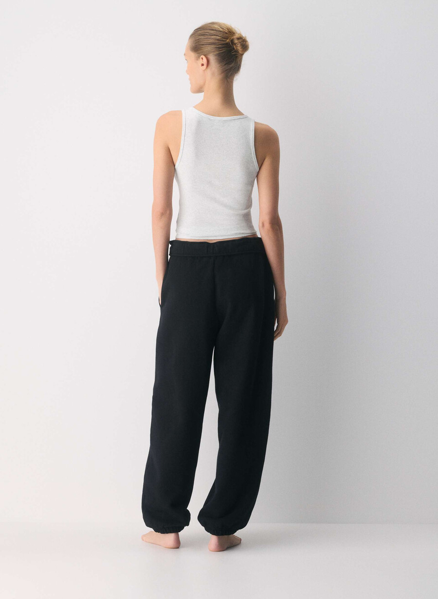 mysig sweatfleece mega foldover baggy jogger svart