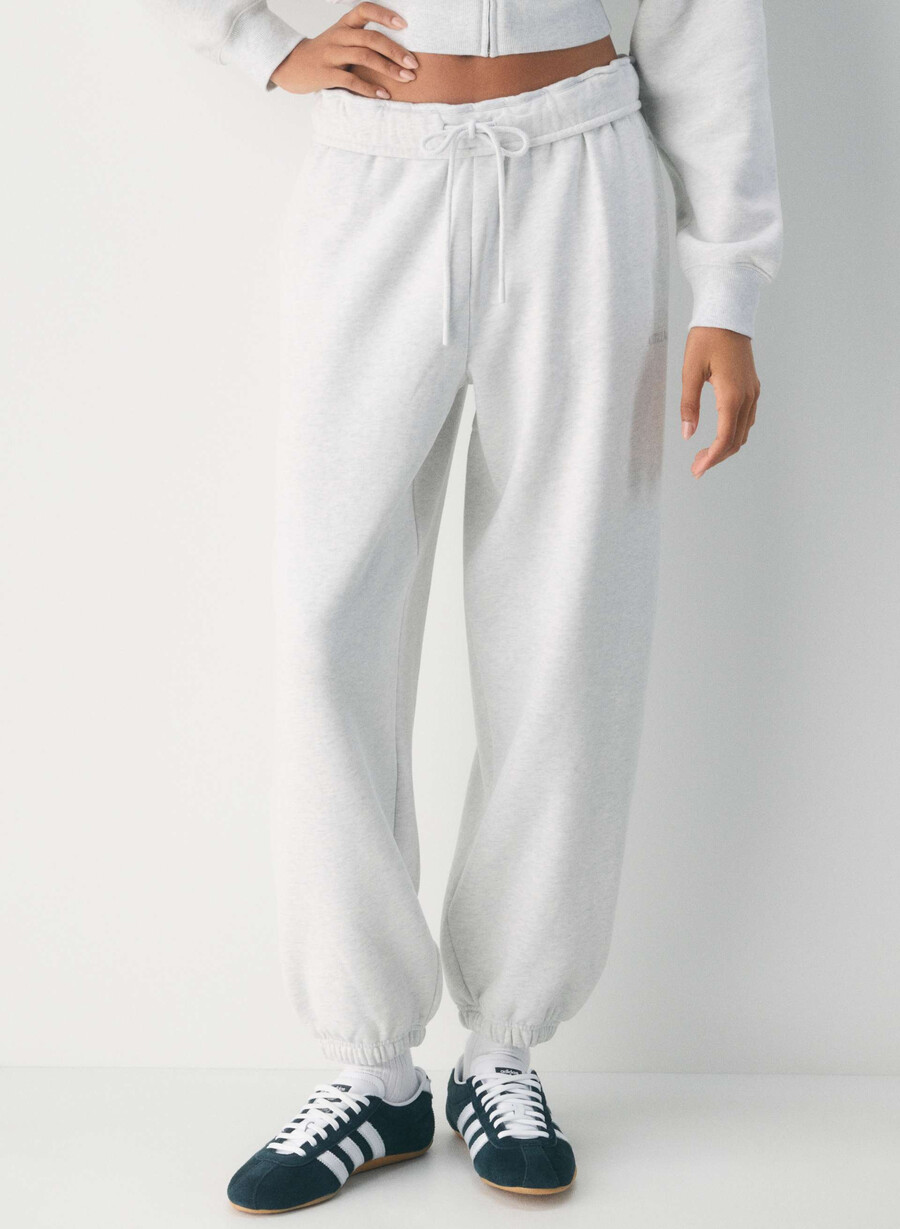 mysig sweatfleece mega foldover baggy jogger heather cloud white