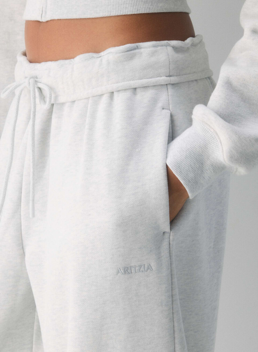 mysig sweatfleece mega foldover baggy jogger heather cloud white