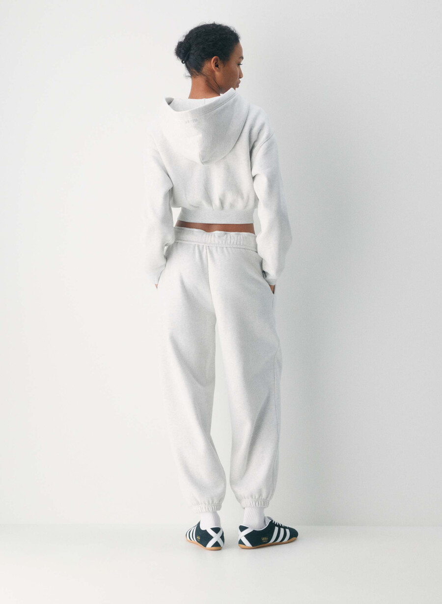 mysig sweatfleece mega foldover baggy jogger heather cloud white