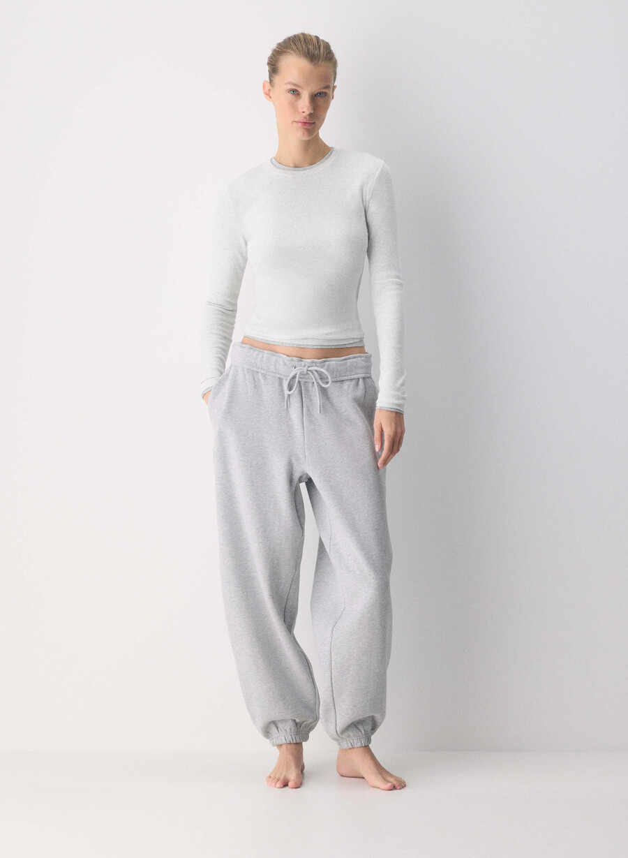 mysig sweatfleece mega foldover baggy jogger ljungfärgad krom
