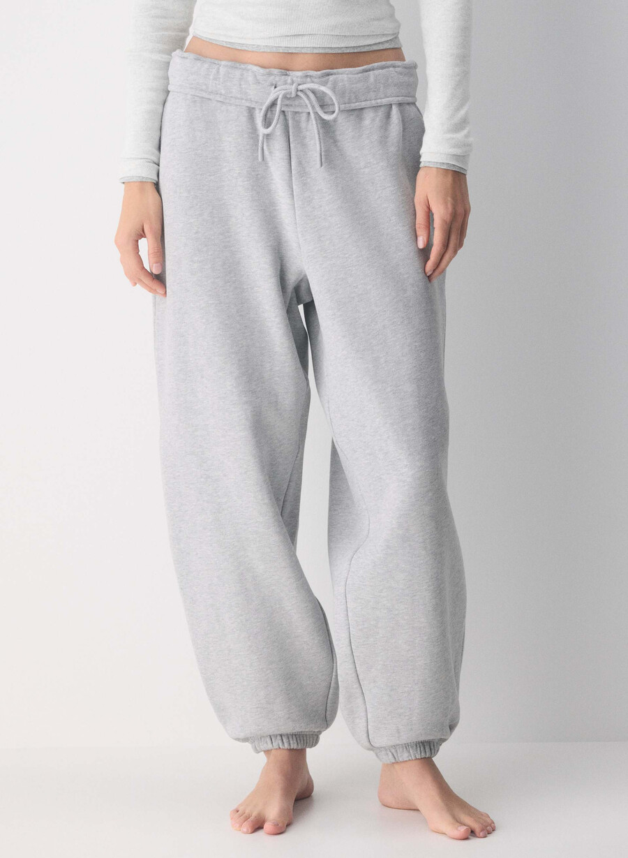 mysig sweatfleece mega foldover baggy jogger ljungfärgad krom