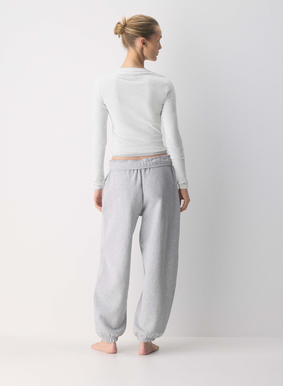 mysig sweatfleece mega foldover baggy jogger ljungfärgad krom