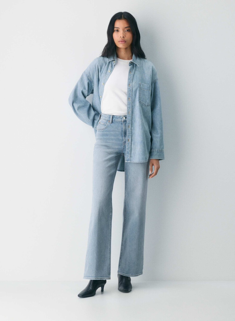 denim forum 90-talets snatched high-made wide jeans 7 yrs bleu taboo
