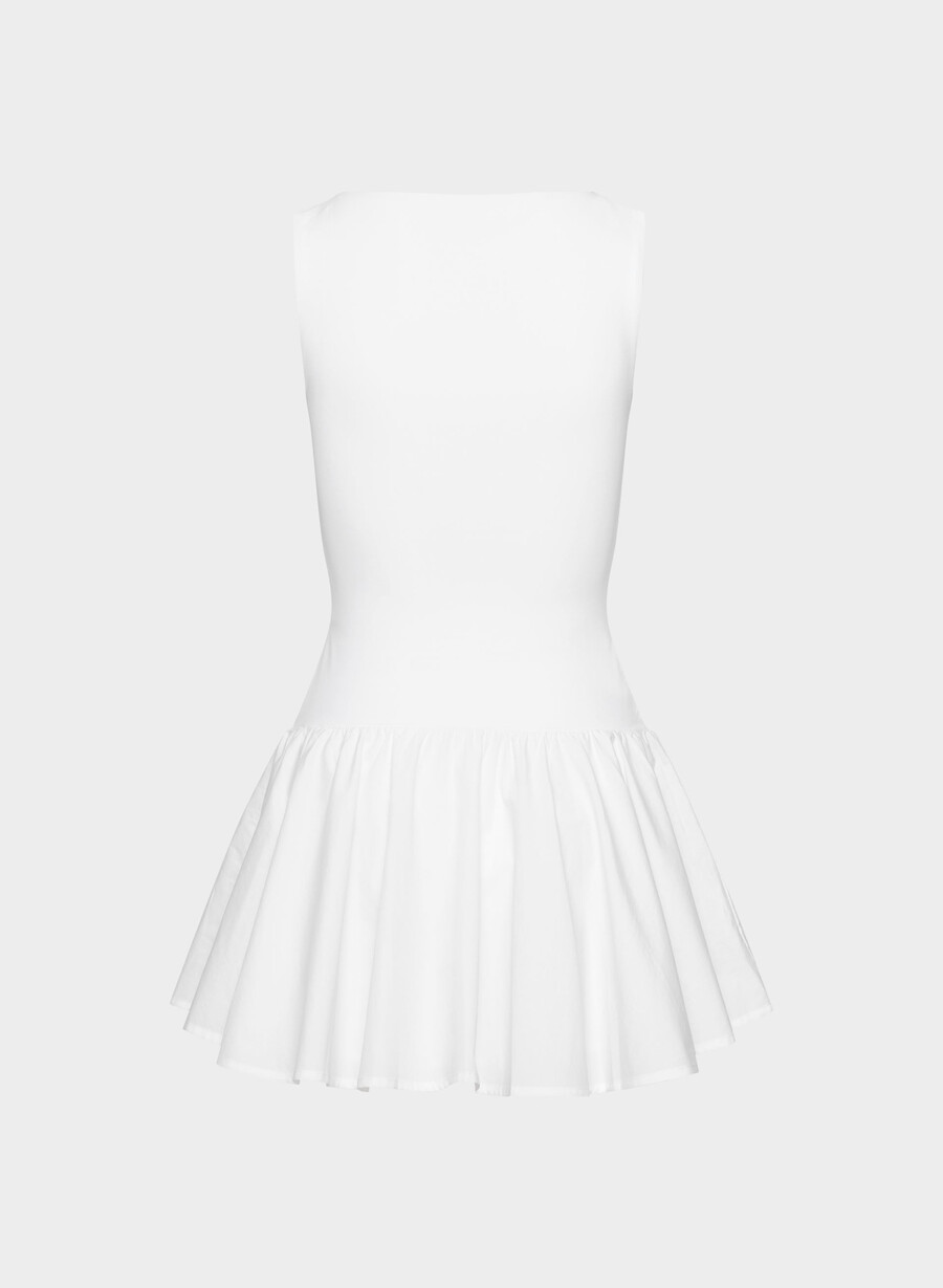 segment poplin klänning ljusvit